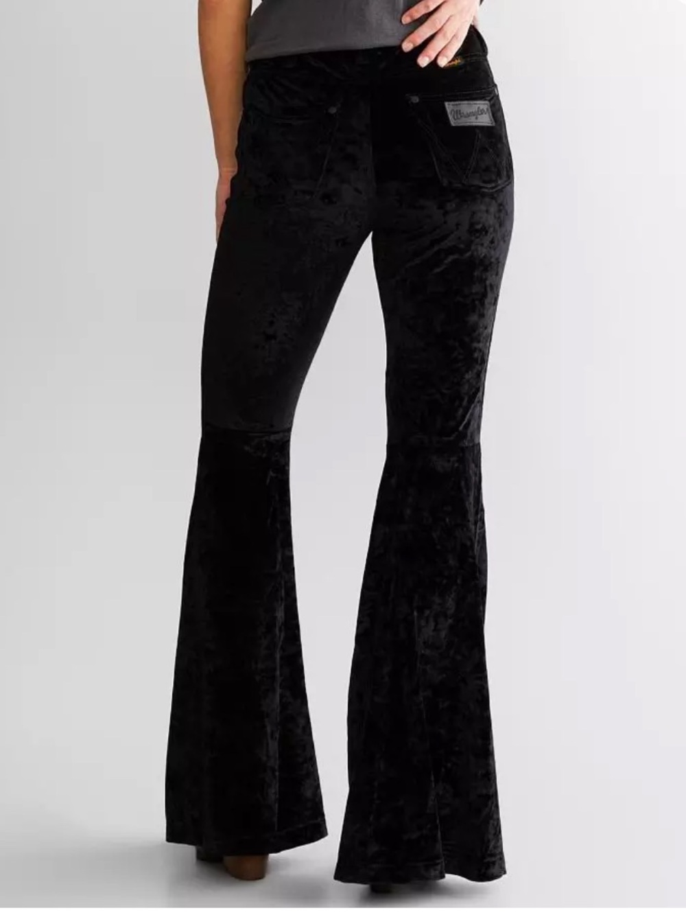 Wrangler Black Velvet Bootcut Flare Pants - Picture 3 of 8